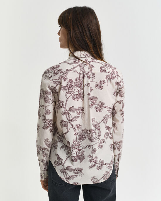 Camisa Regular Fit en gasa de algodón con estampado de árboles