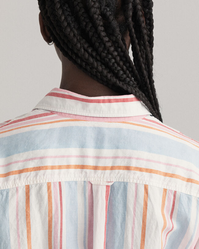 Vestido camisero con varios diseños de rayas