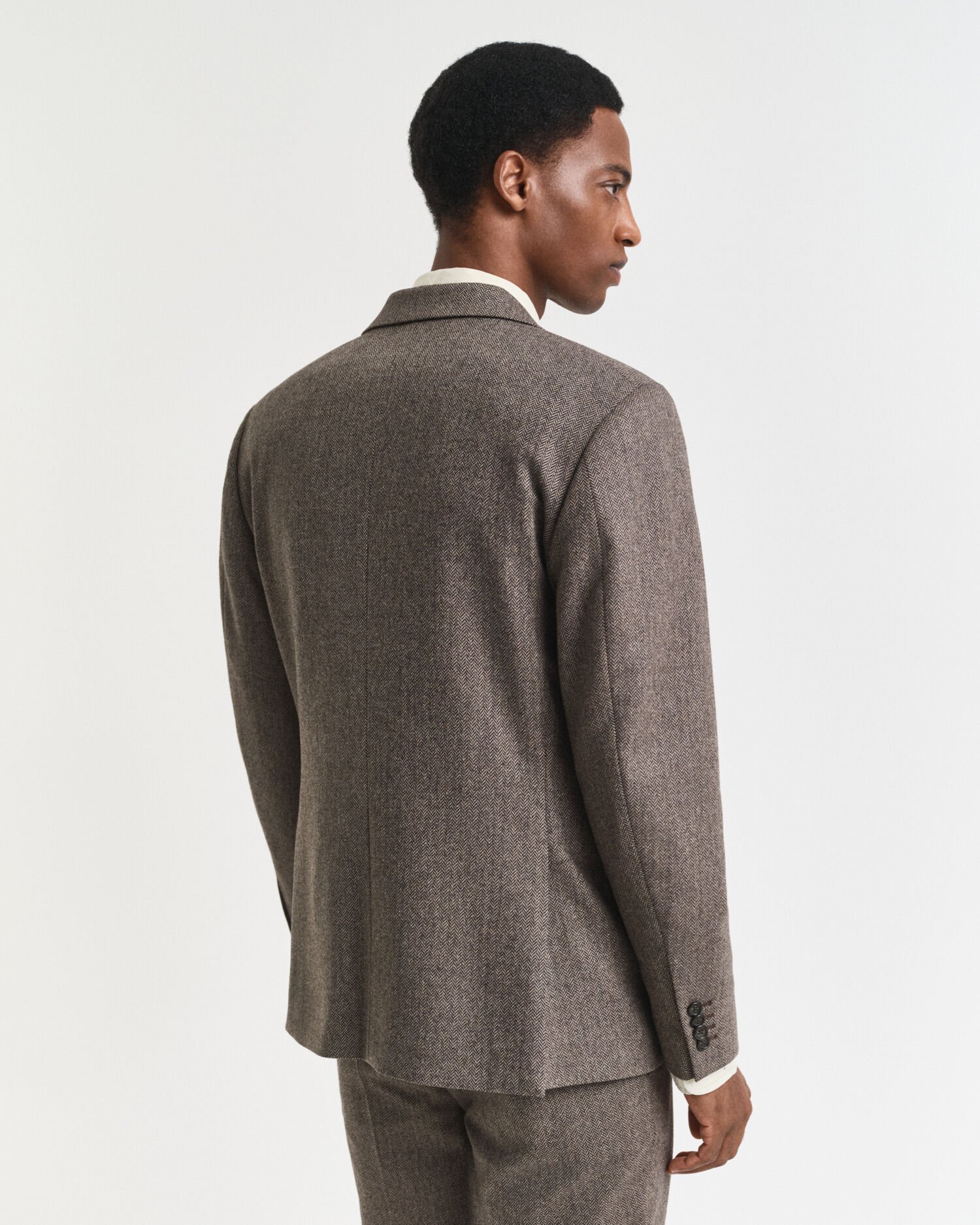 Chaqueta de traje Slim Fit de franela con diseño de espiga