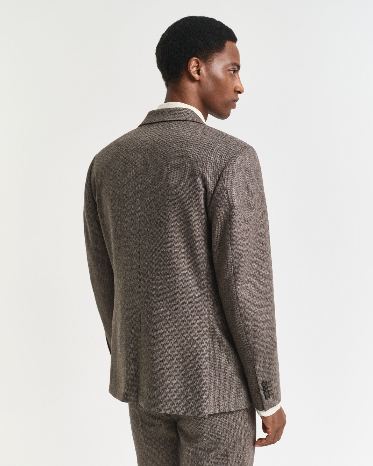 Chaqueta de traje Slim Fit de franela con diseño de espiga