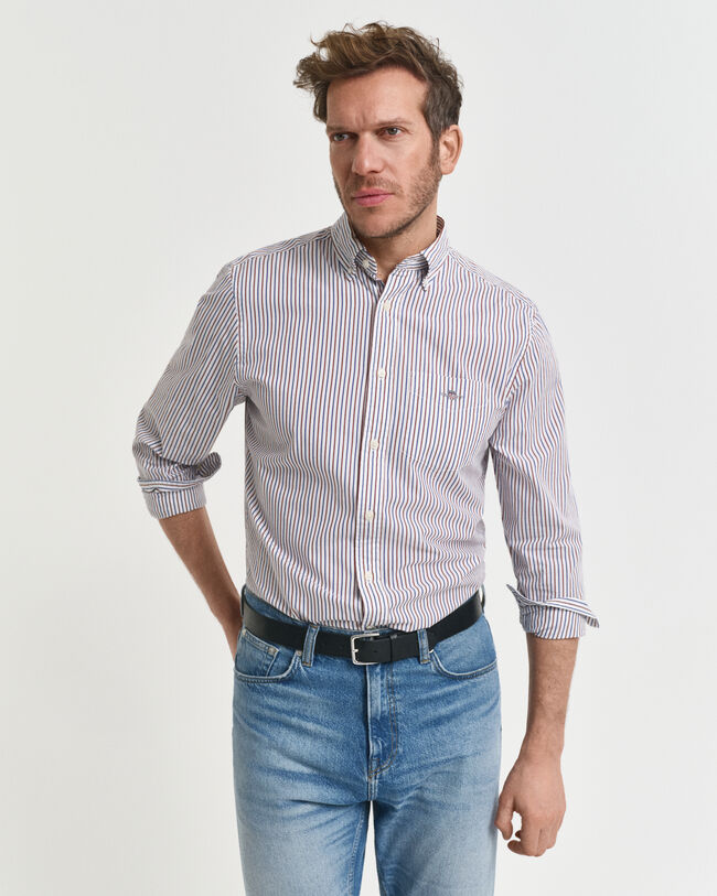Camisa Regular Fit clásica de popelina a rayas