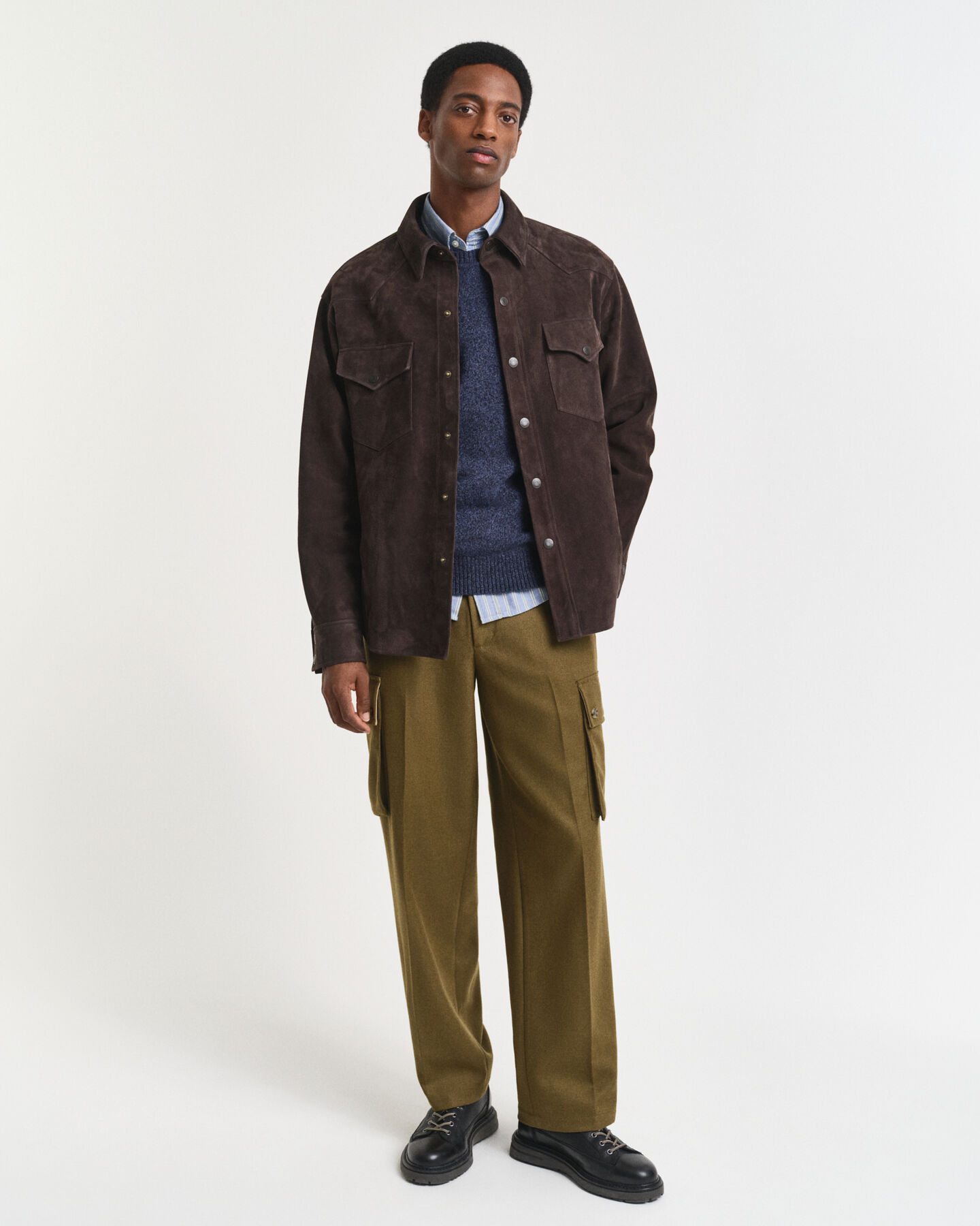 Jersey de cuello redondo en mouliné de mezcla de lana