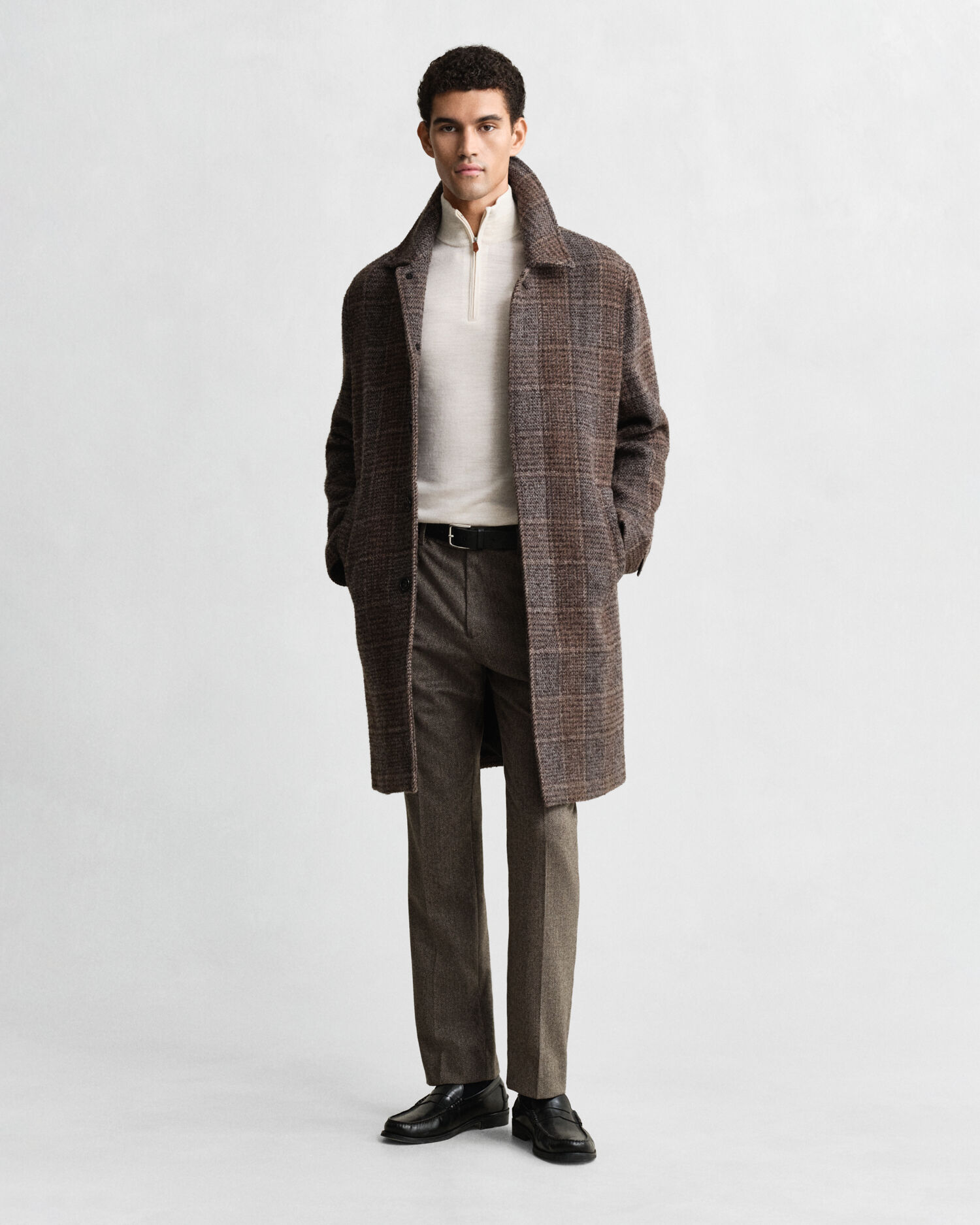 Jersey de lana merino extrafina con media cremallera