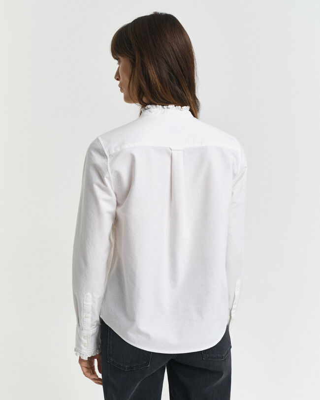 Blusa Oxford clásica con volantes