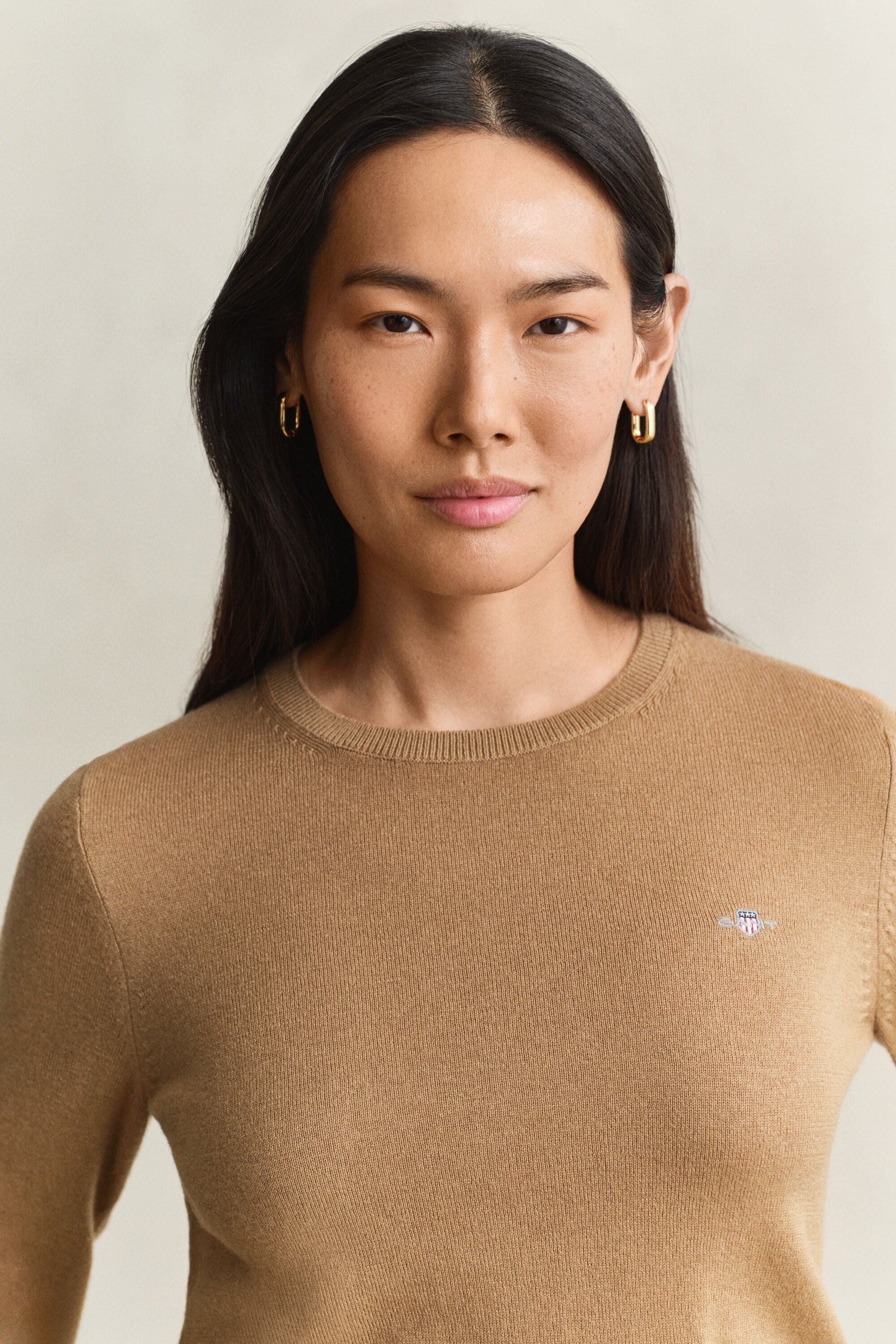 Jersey de lana y algodón con cuello redondo