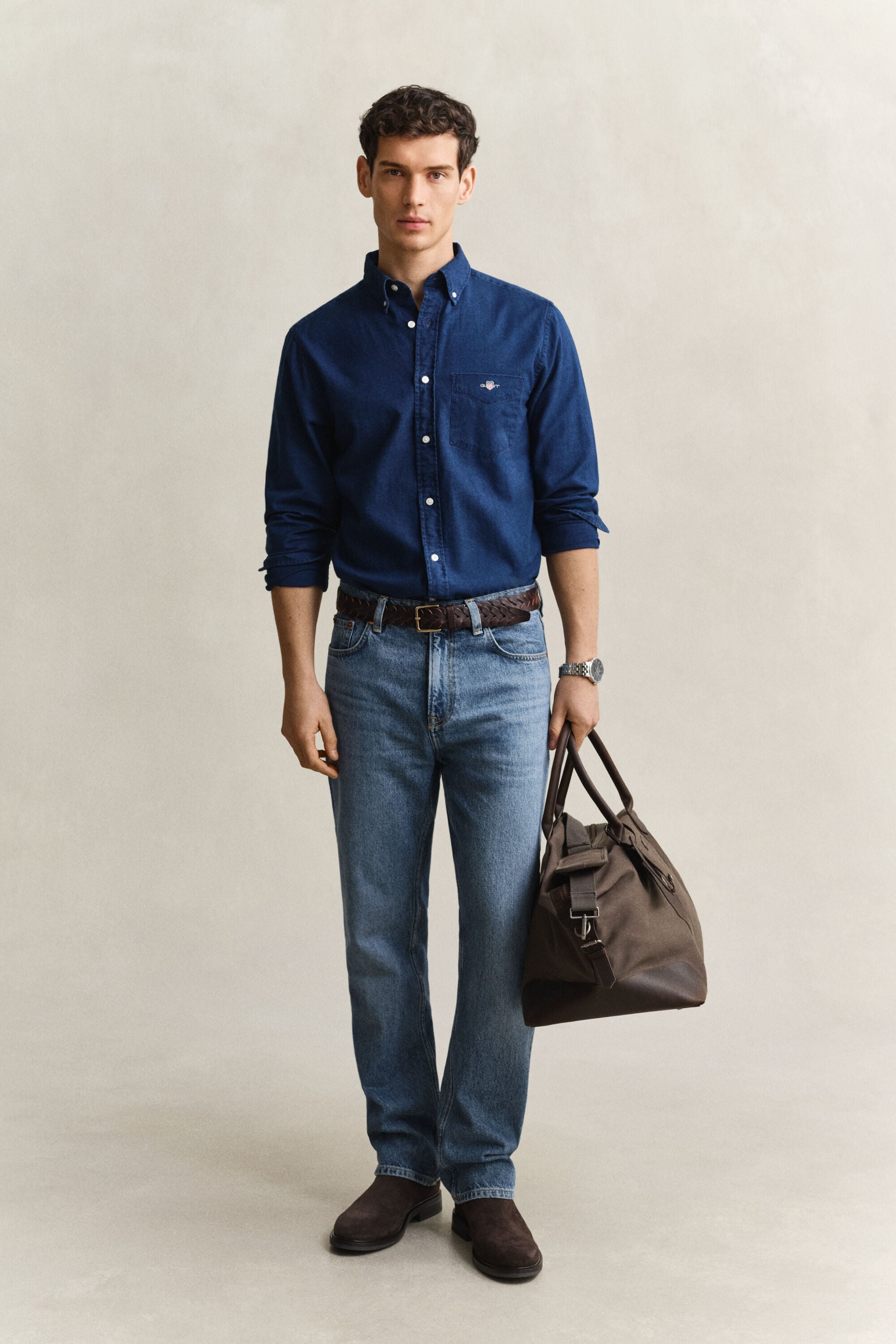 Camisa Oxford añil