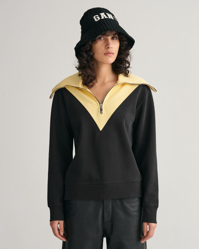 Sudadera con media cremallera y bloques de color