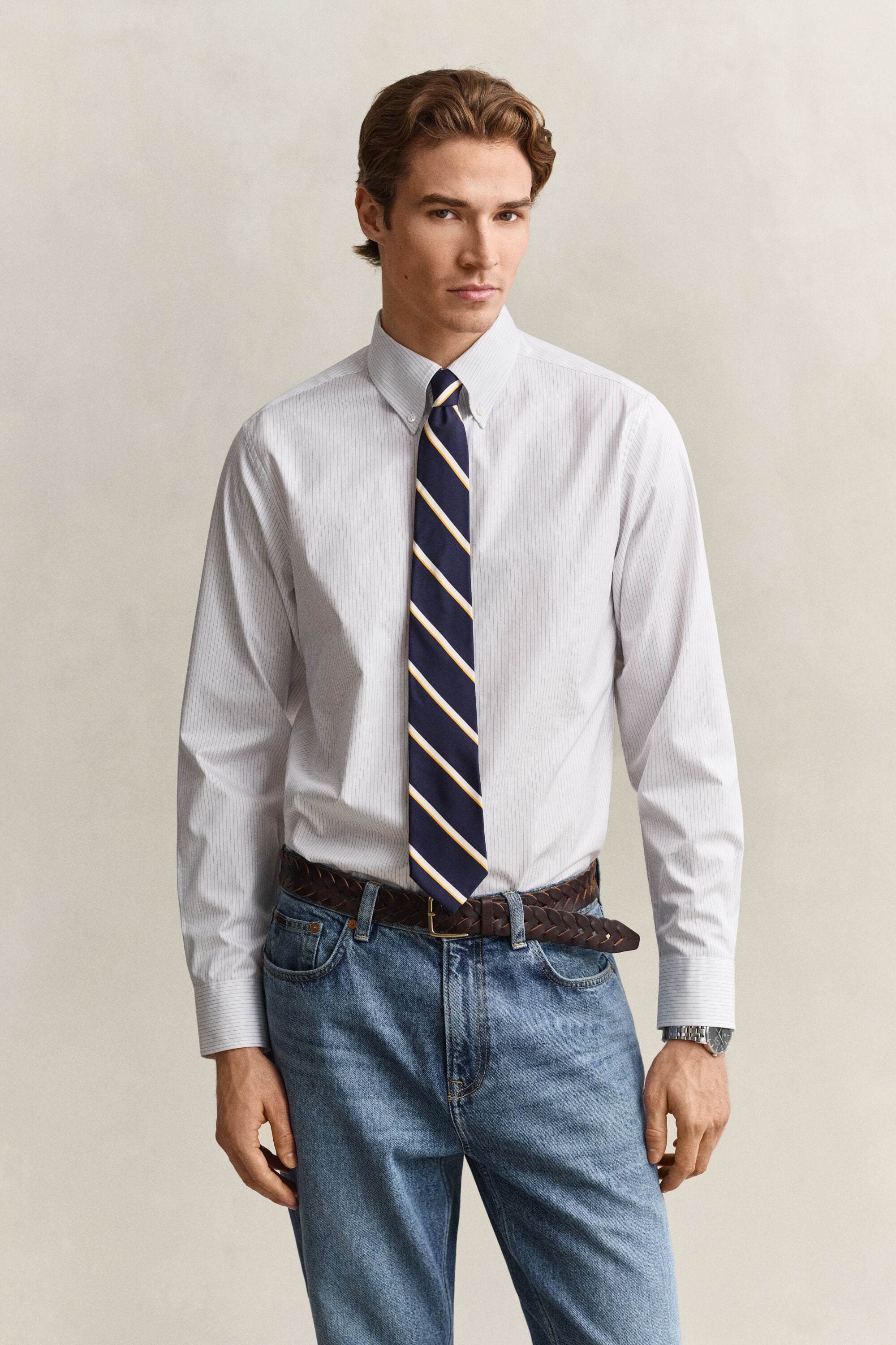 Camisa de vestir de sarga a rayas