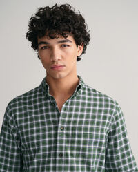 Camisa Regular Fit de franela con microestampado de tela escocesa