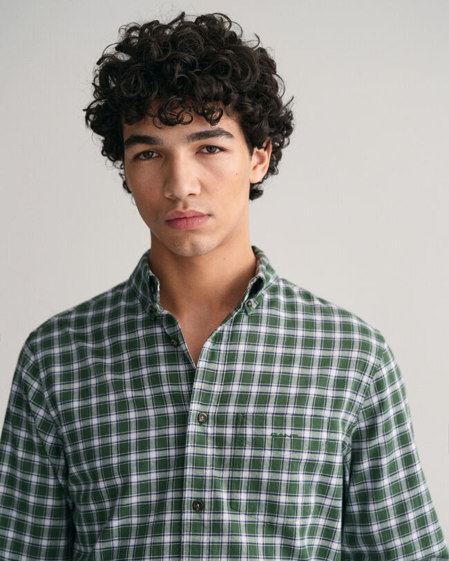 Camisa Regular Fit de franela con microestampado de tela escocesa