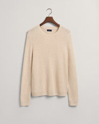 Jersey de cuello redondo en algod&oacute;n y lino Textured