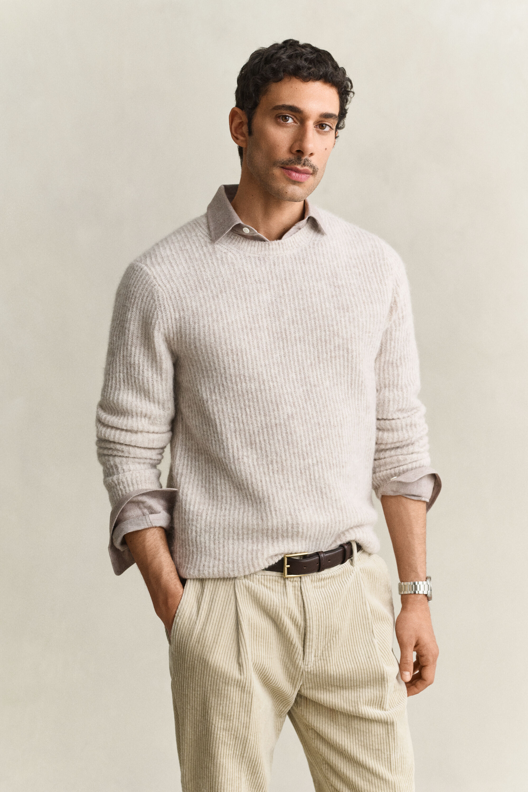 Jersey de cuello redondo en mezcla de lana de alpaca