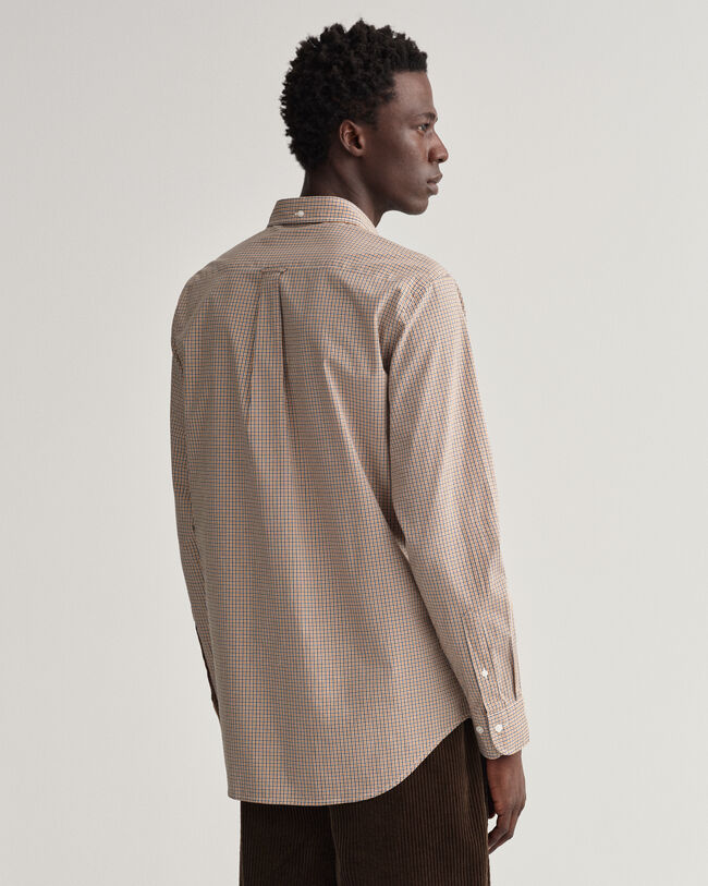 Camisa Regular Fit de popelina con microestampado de cuadros Vichy