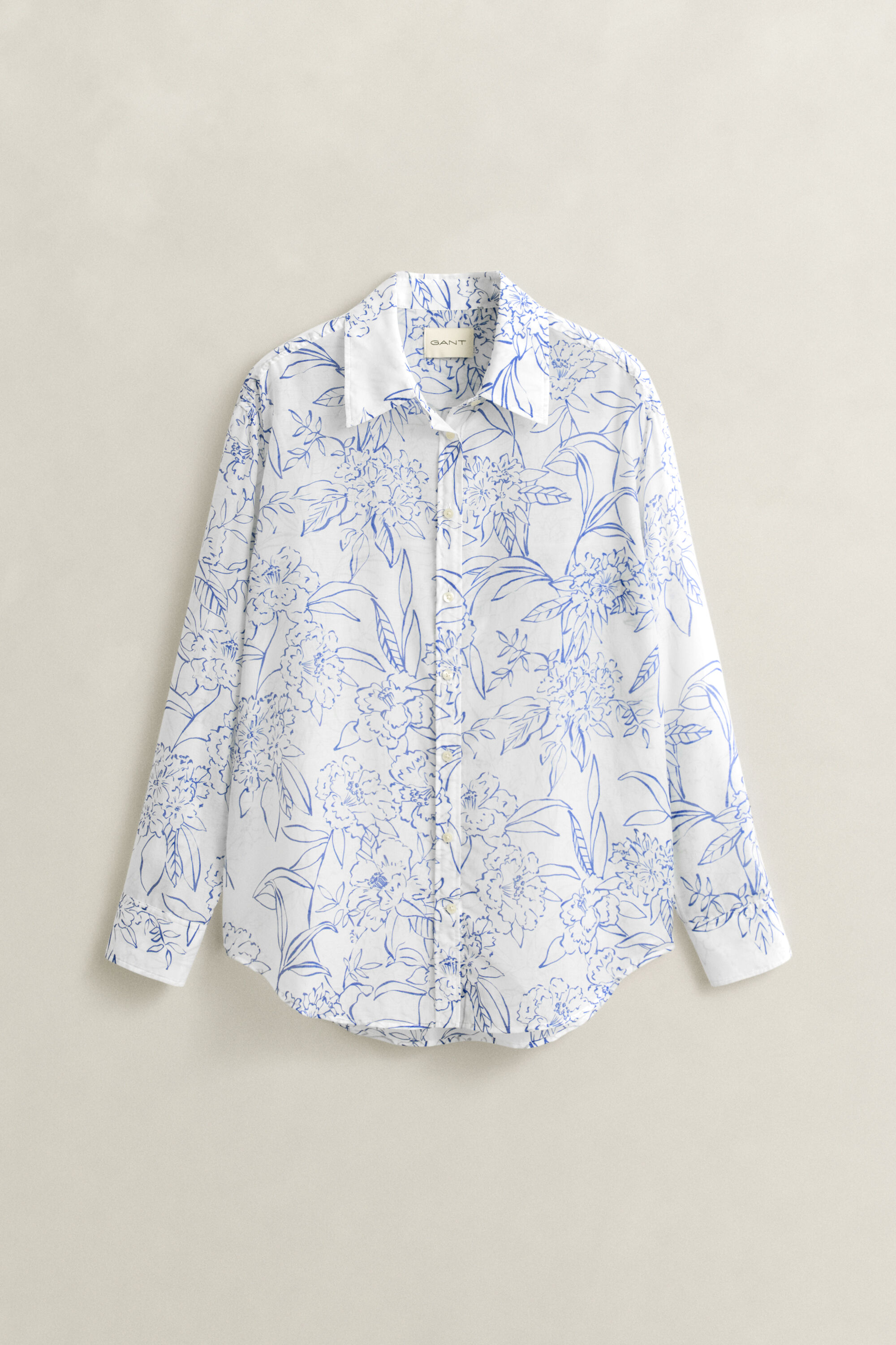 Camisa de seda y algodón con estampado de flores