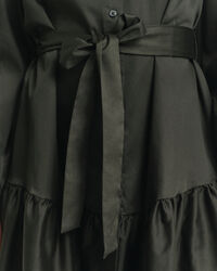 Vestido de manga larga en satén de algodón