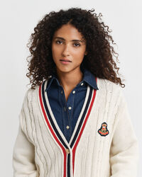 C&aacute;rdigan de ochos con cuello de pico Gant Varsity
