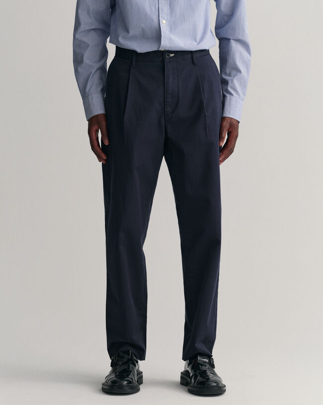 Pantalones chinos Slim Fit de sarga con pinzas