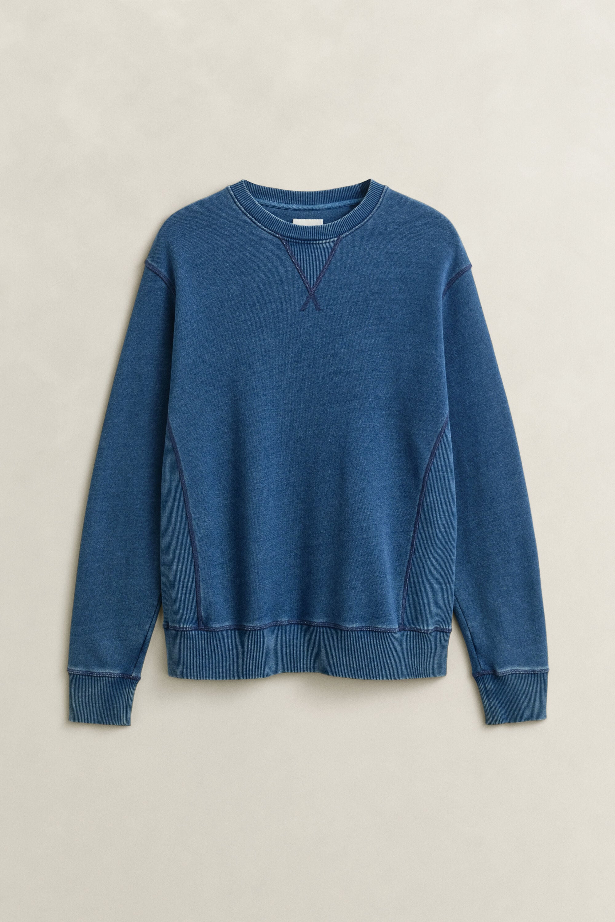 Sudadera añil de cuello redondo