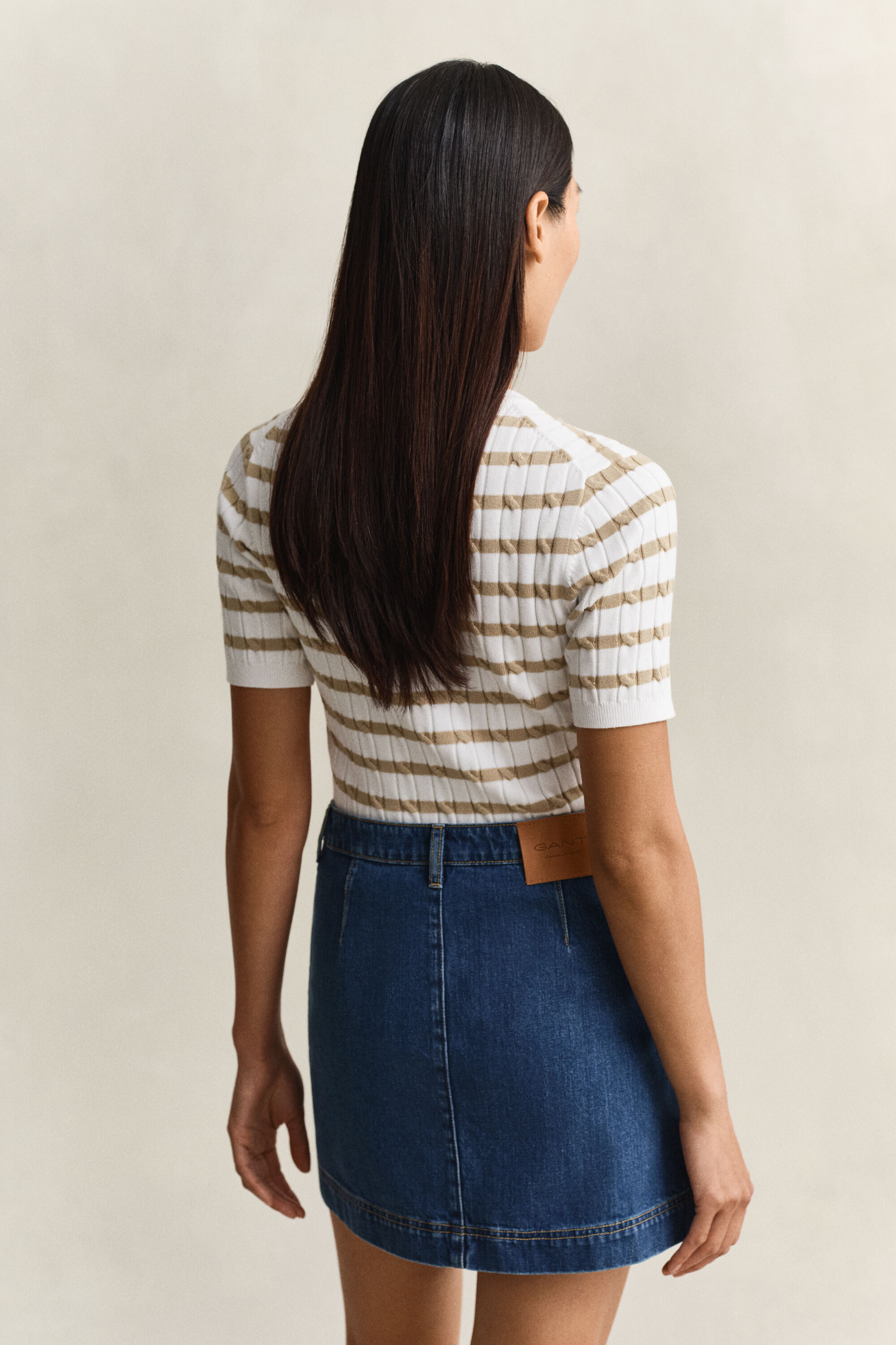 Jersey de punto de ochos a rayas y manga corta