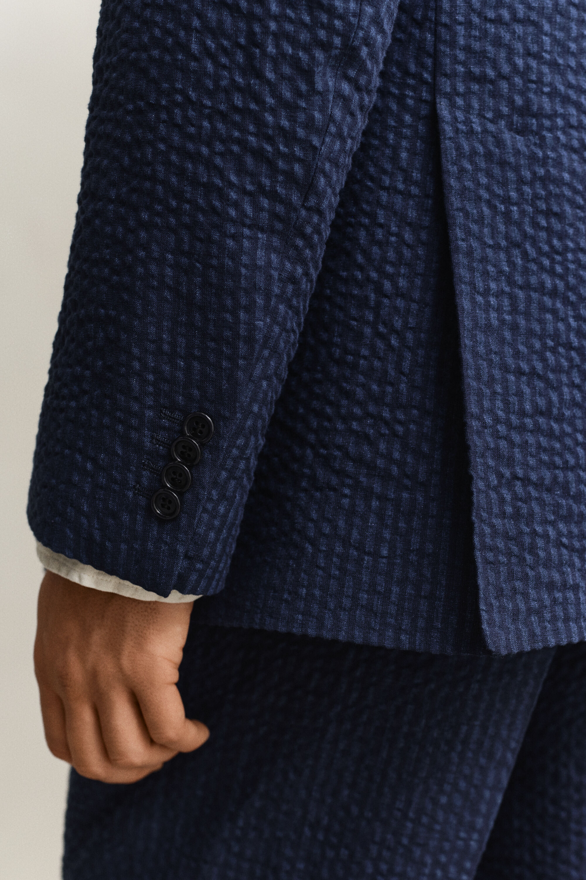 Chaqueta de traje en sirsaca añil