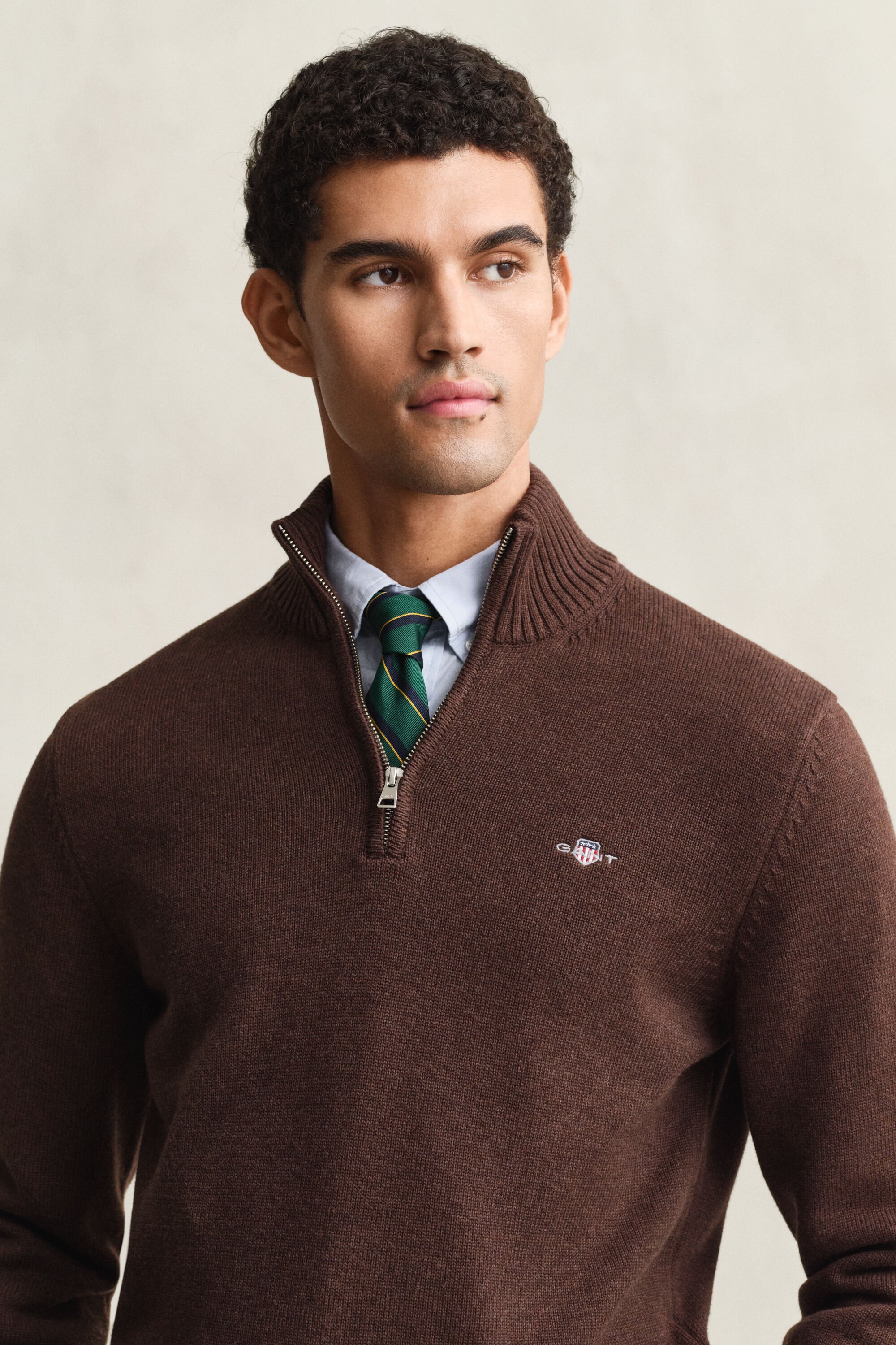 Jersey de algodón con media cremallera Casual