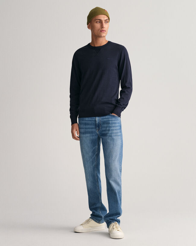 Jersey de cuello redondo de algod&oacute;n fino