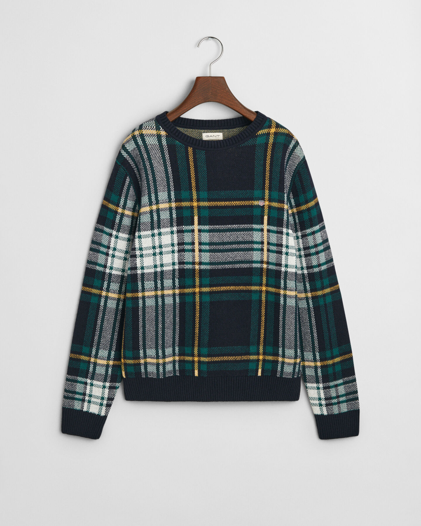 Jersey de punto a cuadros con cuello redondo Teens