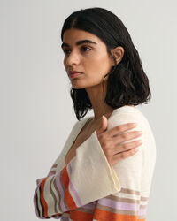 Vestido de cuello redondo mil rayas