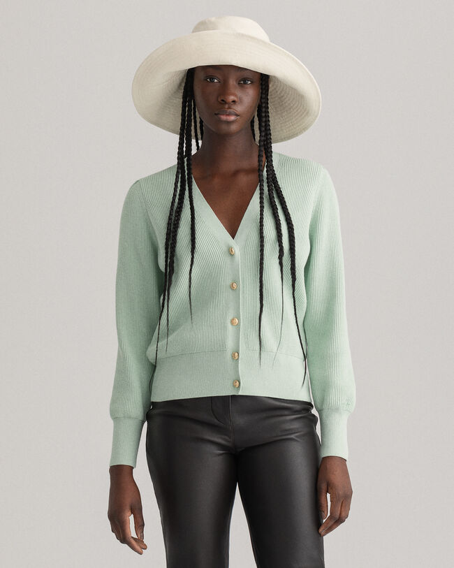 C&aacute;rdigan de algod&oacute;n acanalado