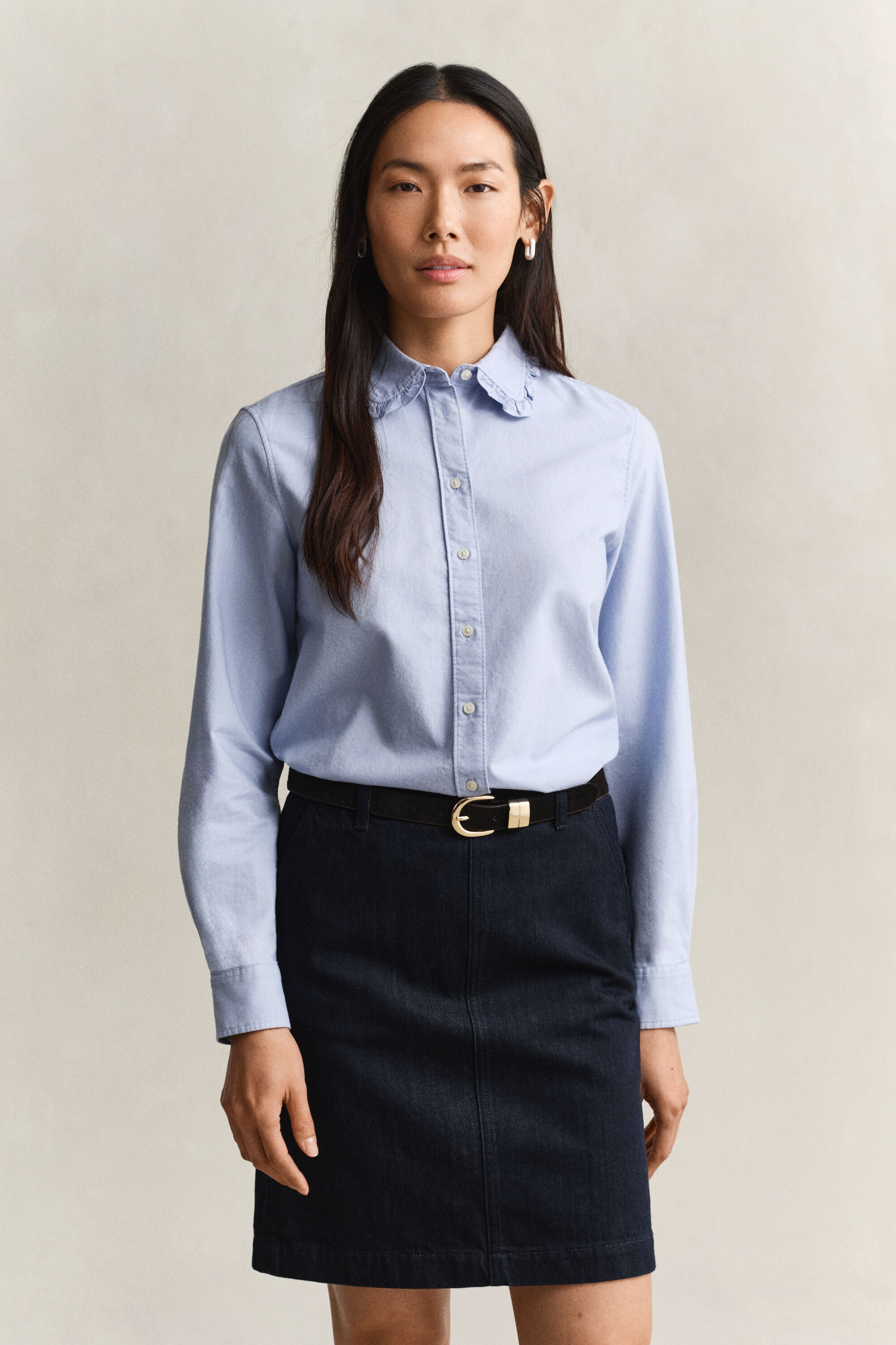 Camisa Oxford clásica con volantes