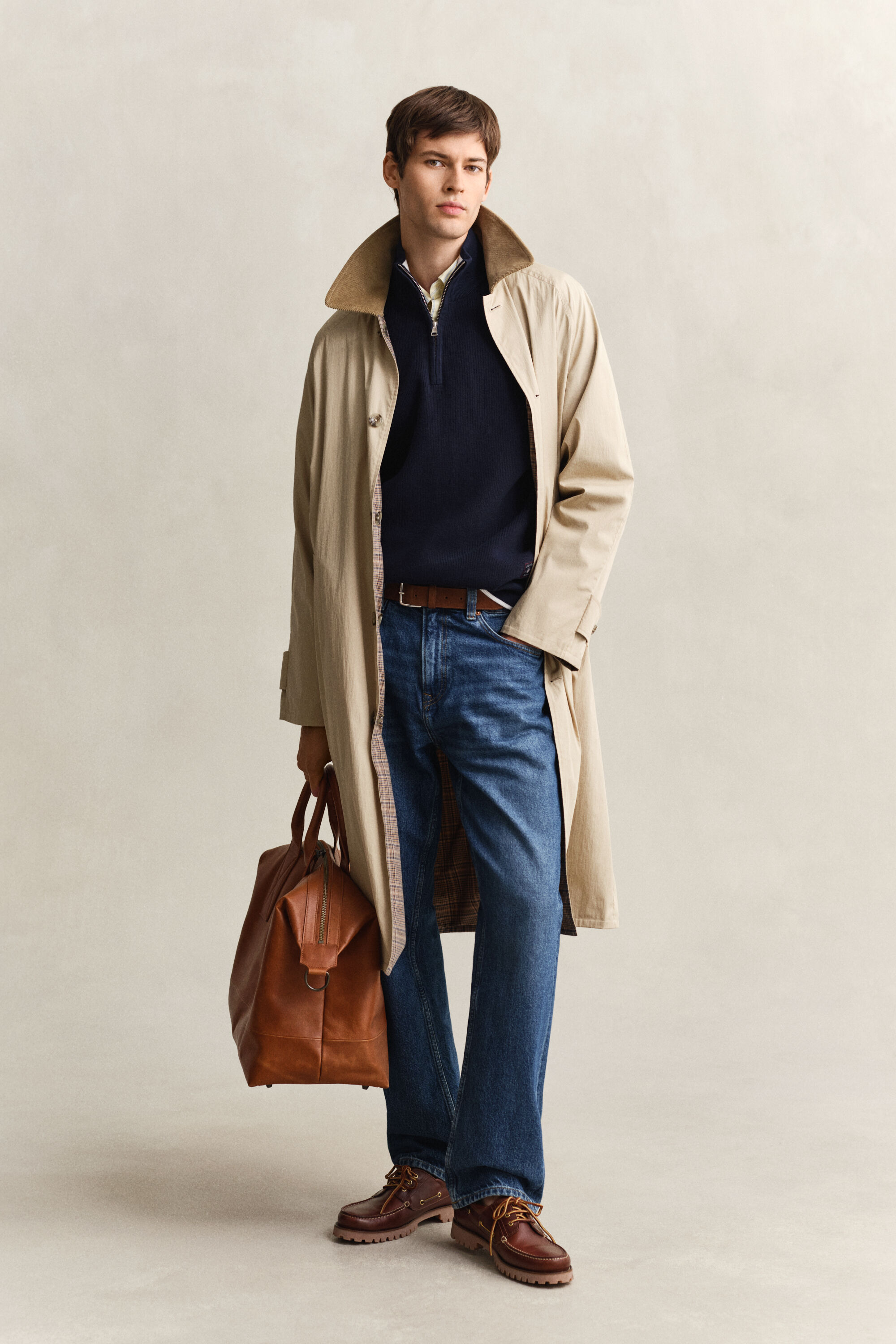 Jersey de algodón acanalado con media cremallera