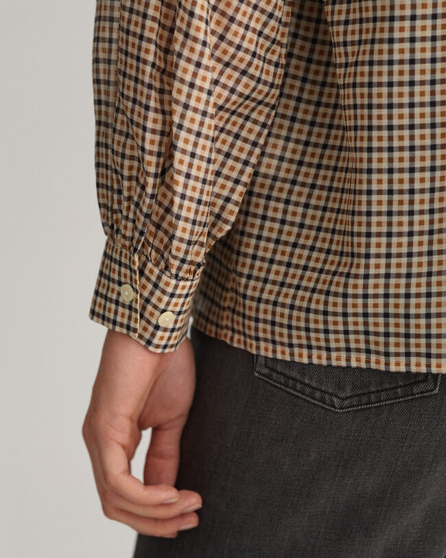 Blusa de algod&oacute;n y seda a cuadros