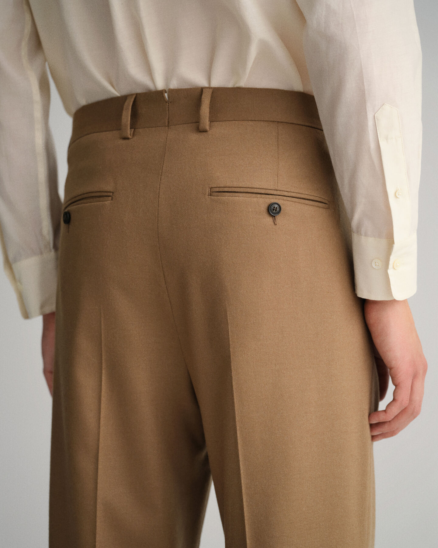 Pantalones de traje de franela con pernera ancha