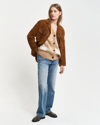 C&aacute;rdigan con cuello de pico y cuadros grandes