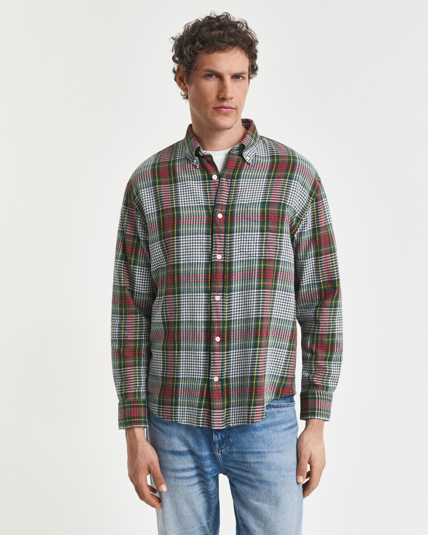 Camisa Relaxed Fit de sarga ligera a cuadros