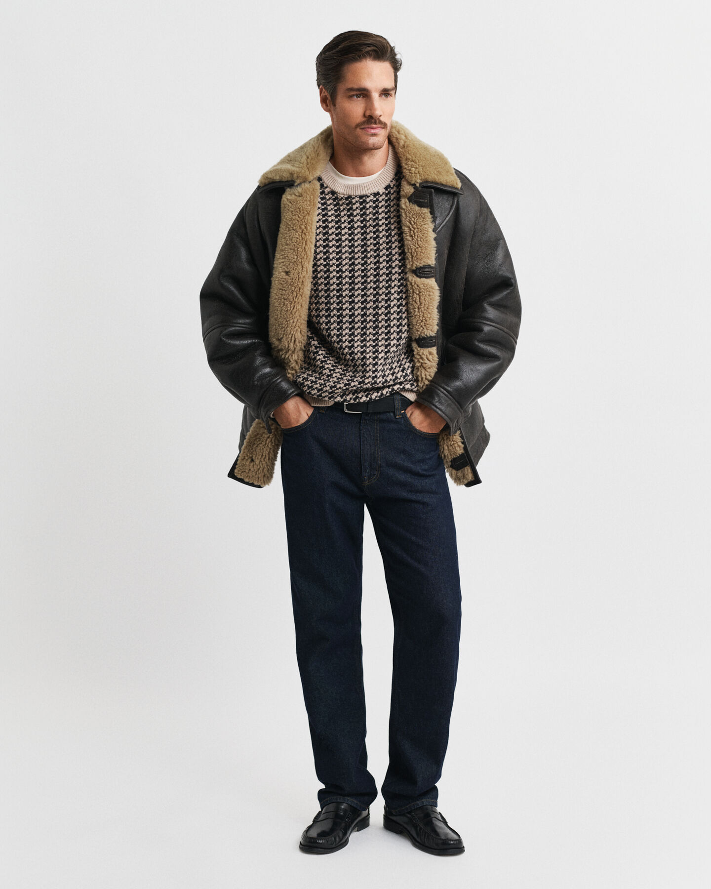 Jersey de cuello redondo con textura en dos tonos