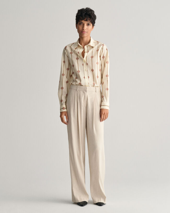 Camisa Regular Fit de gasa de algod&oacute;n a rayas Monogram