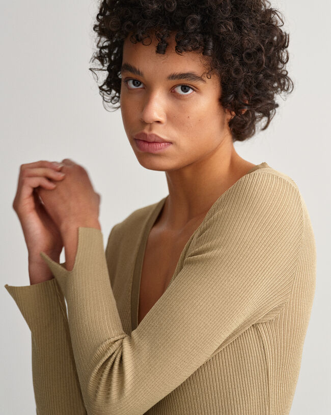 Vestido tipo cárdigan acanalado