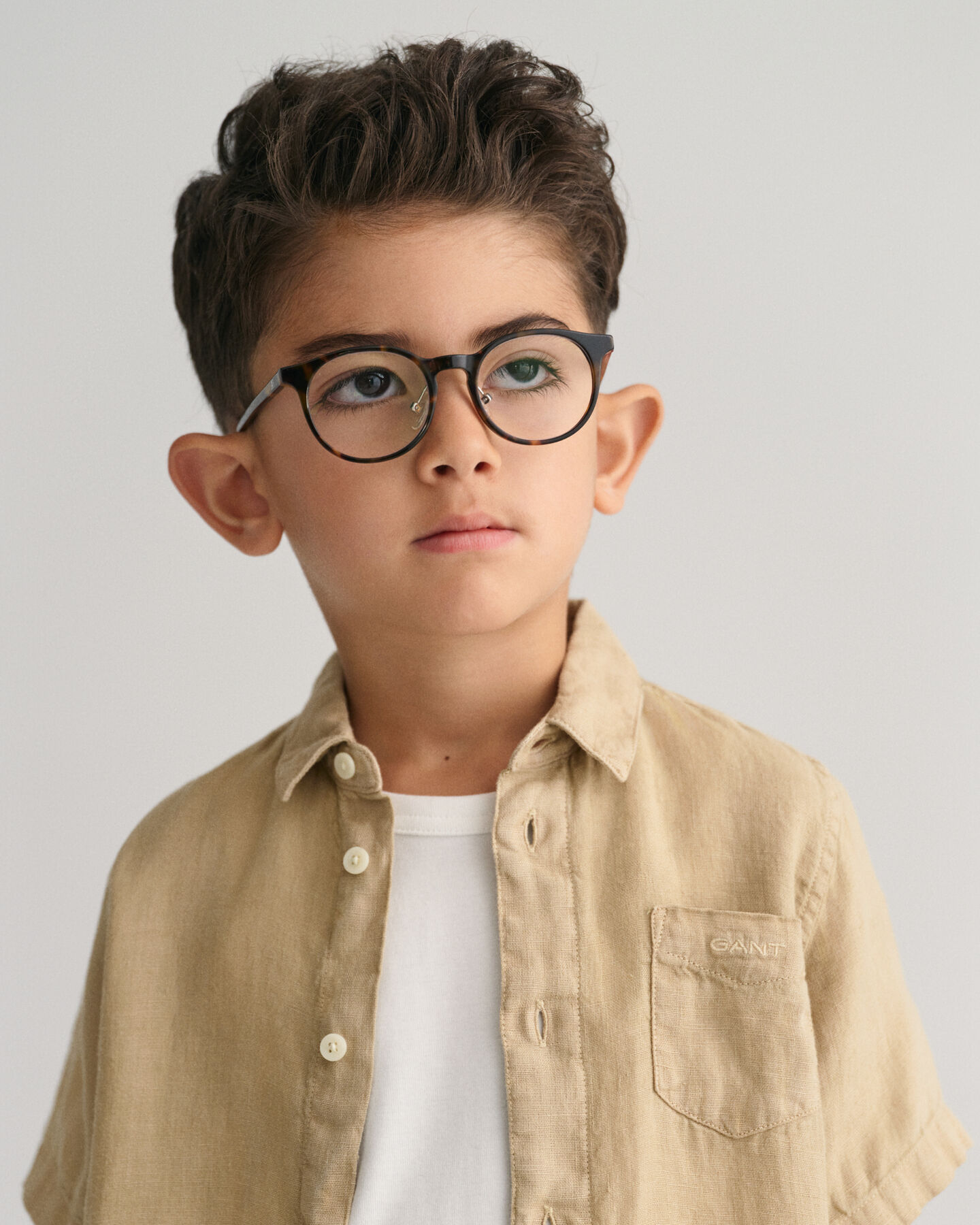 Camisa de manga corta en lino Kids