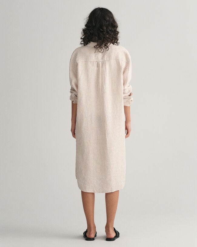 Vestido camisero de lino a rayas