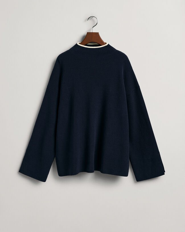 Jersey acanalado de cuello cerrado