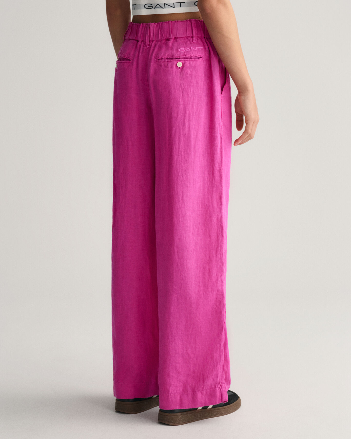 Pantalones de pinzas en lino con pernera ancha Teen Girls