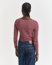 Camiseta de manga larga con canalé a rayas