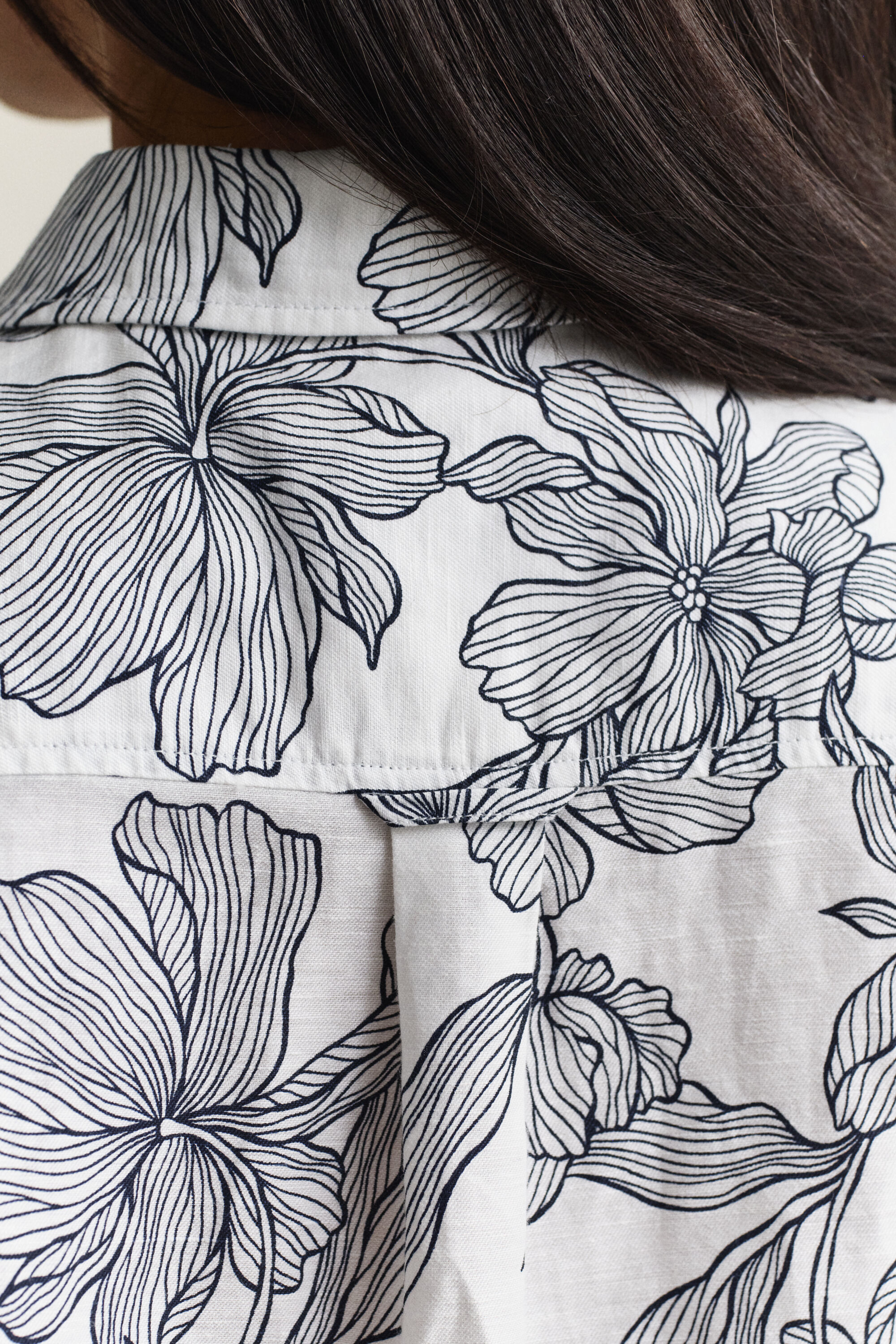 Camisa de lino de flores