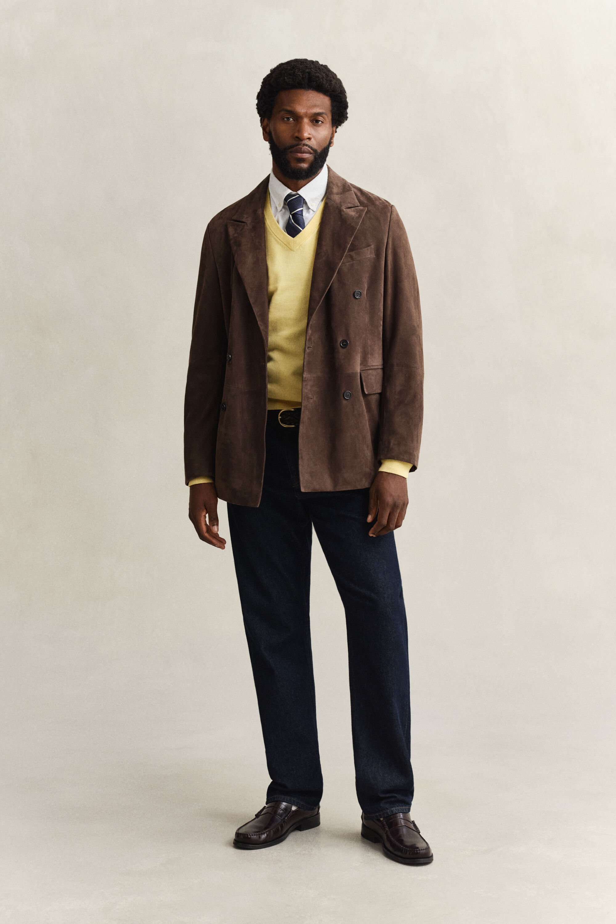 Jersey clásico de algodón con cuello de pico