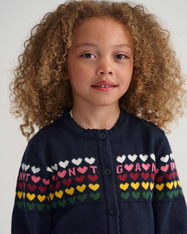 Cárdigan de punto con estampado de corazones Girls