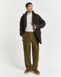 Jersey de punto de ochos de algodón con cuello de cisne