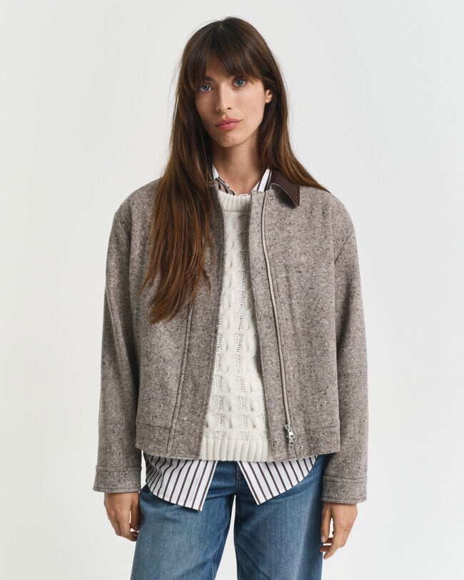 Chaqueta de lana con cuello en contraste