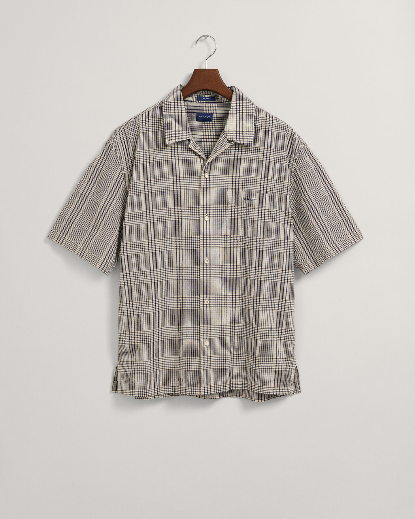 Camisa Relaxed Fit de manga corta y cuadros Seersucker