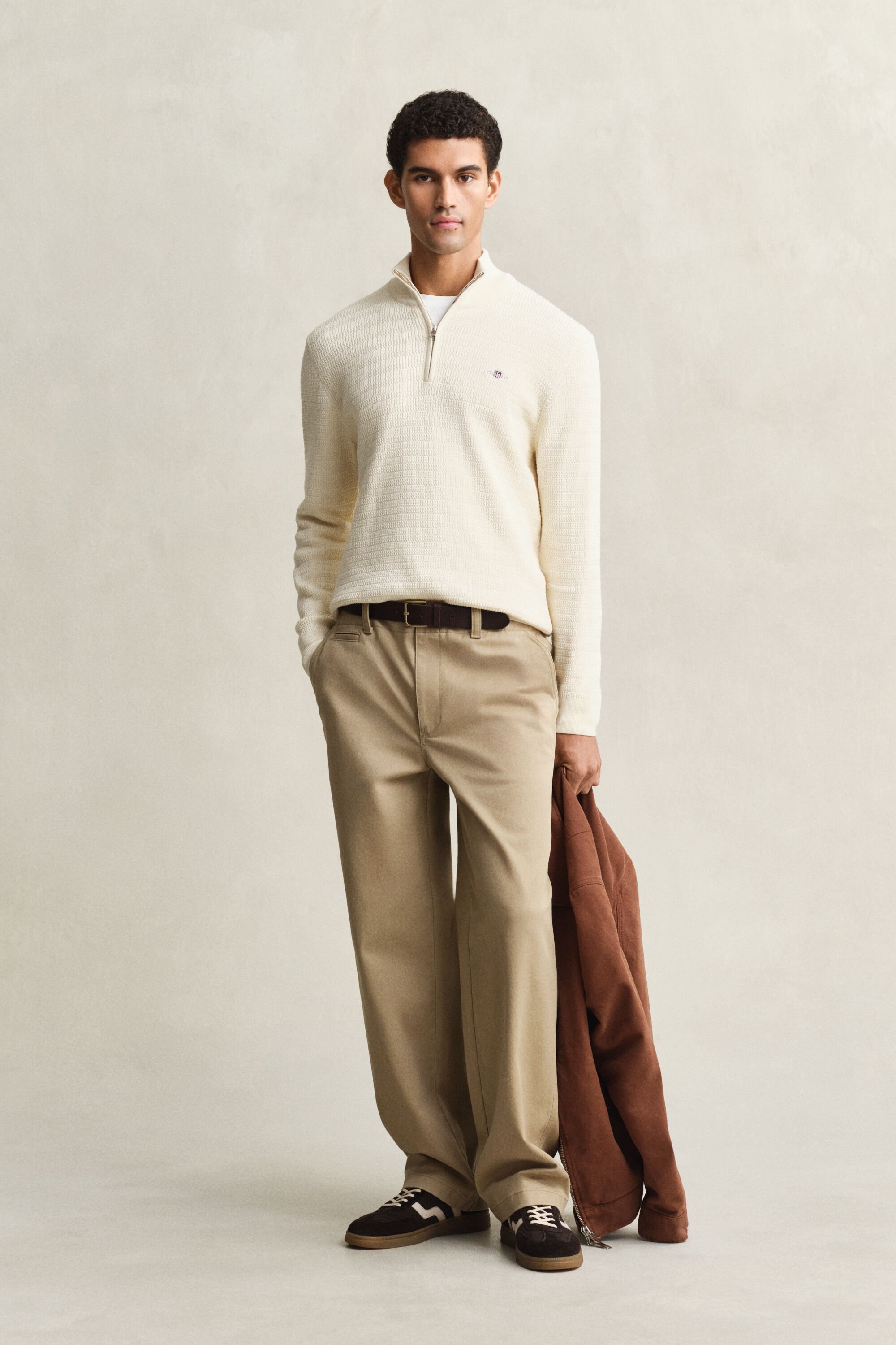 Jersey de punto de ochos de pequeñas dimensiones con media cremallera